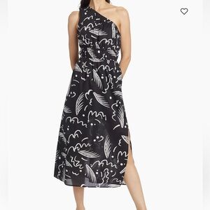 Selani Abstract One-Shoulder Midi-Dress
